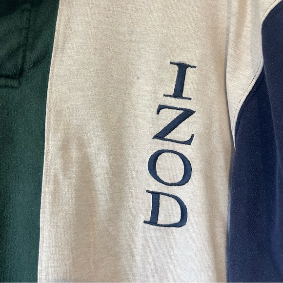 Mens Vintage Izod Sport Rugby Polo Shirt sz XL Colorblock Long Sleeve 90s 80s - Picture 3 of 13